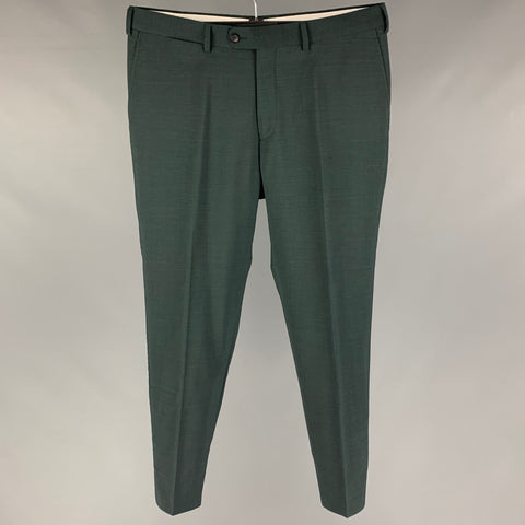 SUITSUPPLY Size 34 Green Forest Green Wool Zip Fly Dress Pants