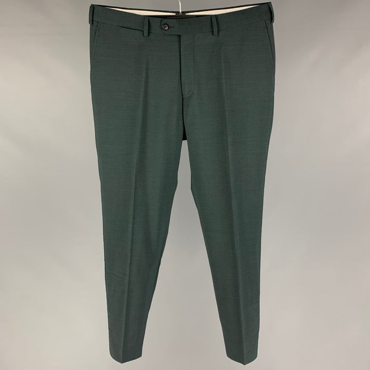 SUITSUPPLY Size 34 Green Forest Green Wool Zip Fly Dress Pants