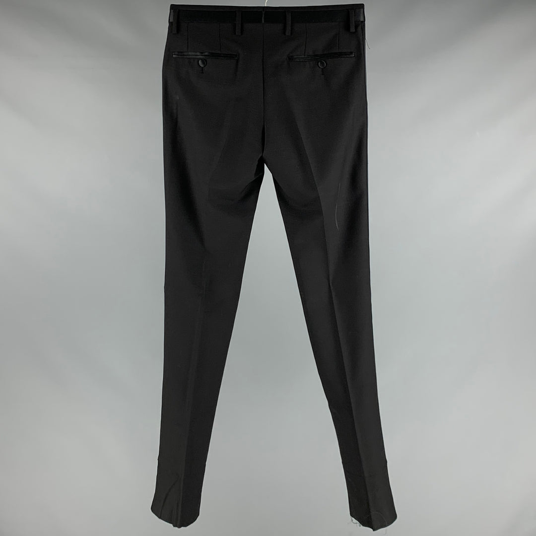 DOLCE & GABBANA Size 28 Black Wool Tuxedo Dress Pants