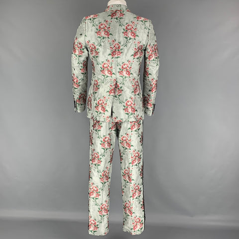 GUCCI by Alessandro Michele Size 36 Green Rose Floral Silk Polyester Tuxedo Suit