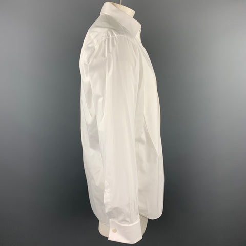 ERMENEGILDO ZEGNA Size L White Cotton French Cuffs Tuxedo Long Sleeve Shirt
