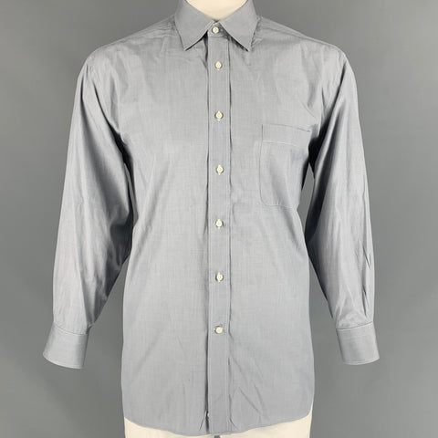 ERMENEGILDO ZEGNA Size XL Grey Cotton Long Sleeve Shirt