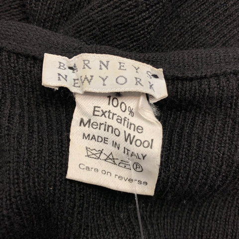 BARNEY'S NEW YORK One Size Black Knitted Merino Wool Poncho