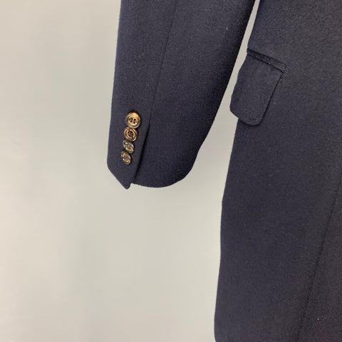 BRUNELLO CUCINELLI Size 38 Navy Wool Cashmere Peak Lapel Coat