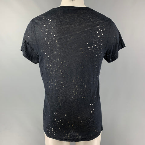 IRO Sijaspe Taille S T-shirt à col rond en lin noir vieilli