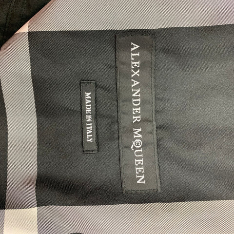 ALEXANDER McQUEEN FW 18 Size 38 Black White Window Pane Belted Trenchcoat
