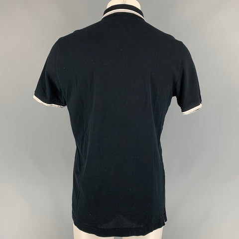 DOLCE & GABBANA Size M Black & White Cotton Buttoned Polo