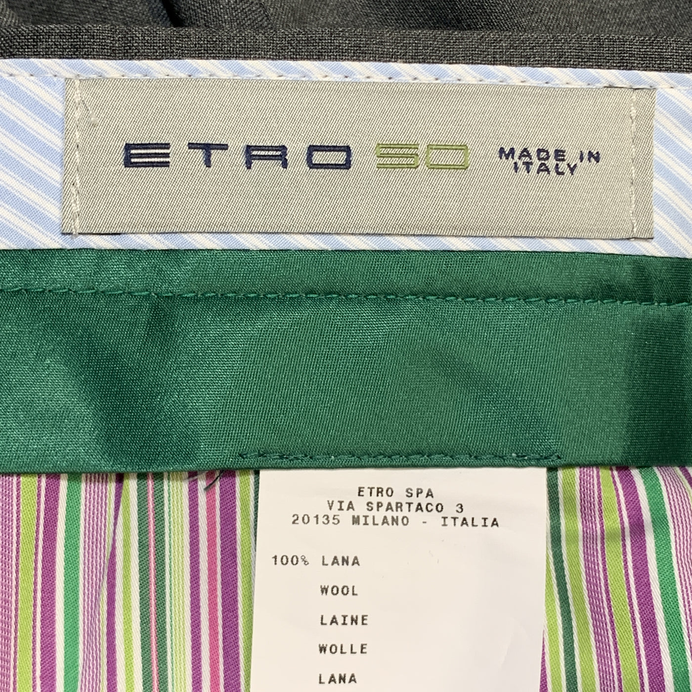 ETRO Size 34 x 35 Dark Gray Lana Wool Dress Pants