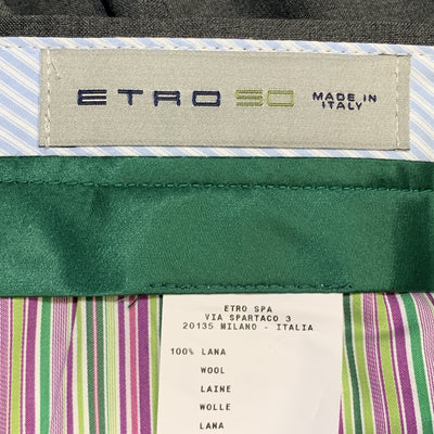 ETRO Size 34 x 35 Dark Gray Lana Wool Dress Pants