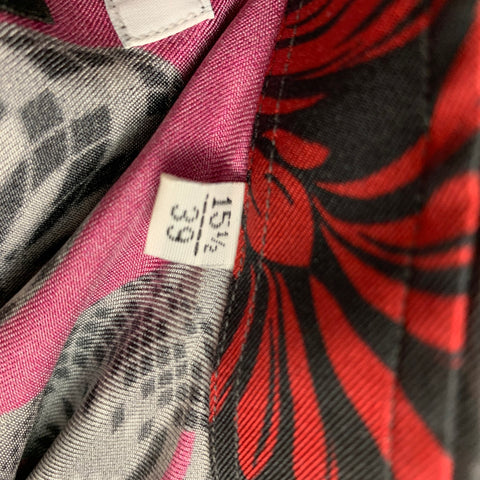 VERSACE COLLECTION Size S Dark Gray Magenta Print Silk Long Sleeve Shirt