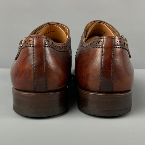 PAUL STUART Size 11.5 Brown Antique Leather Double Monk Strap Loafers