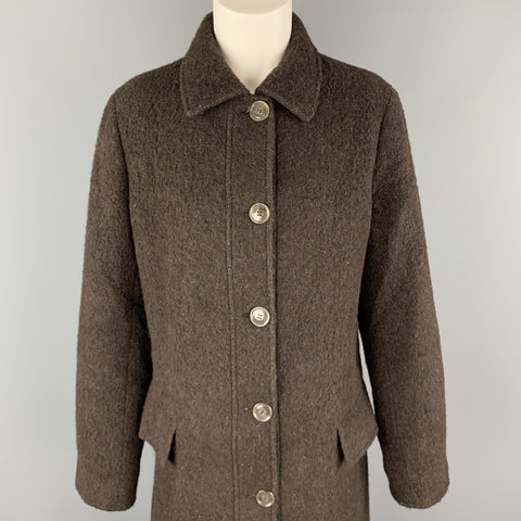 LUCIANO BARBERA Size 10 Dark Brown Sparkle Alpaca Blend Coat