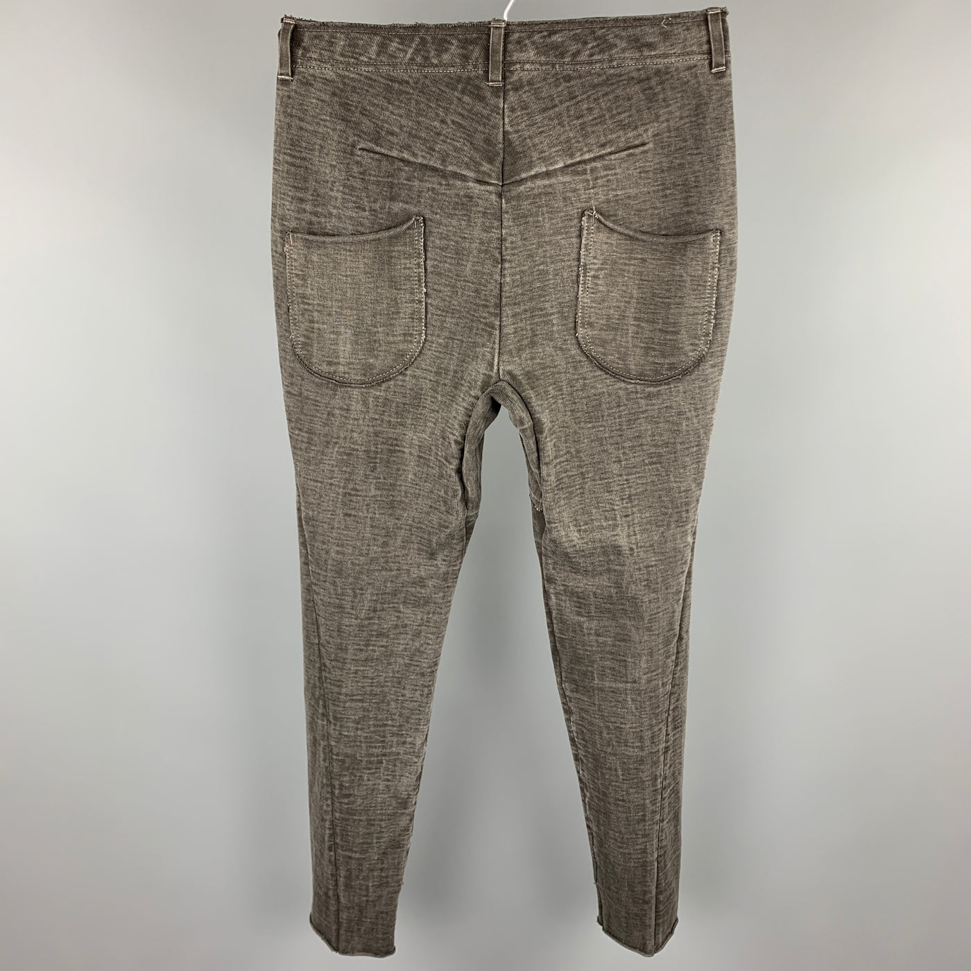 THE VIRIDI-ANNE Size 32 Charcoal Washed Cotton Asymmetrical Casual Pants