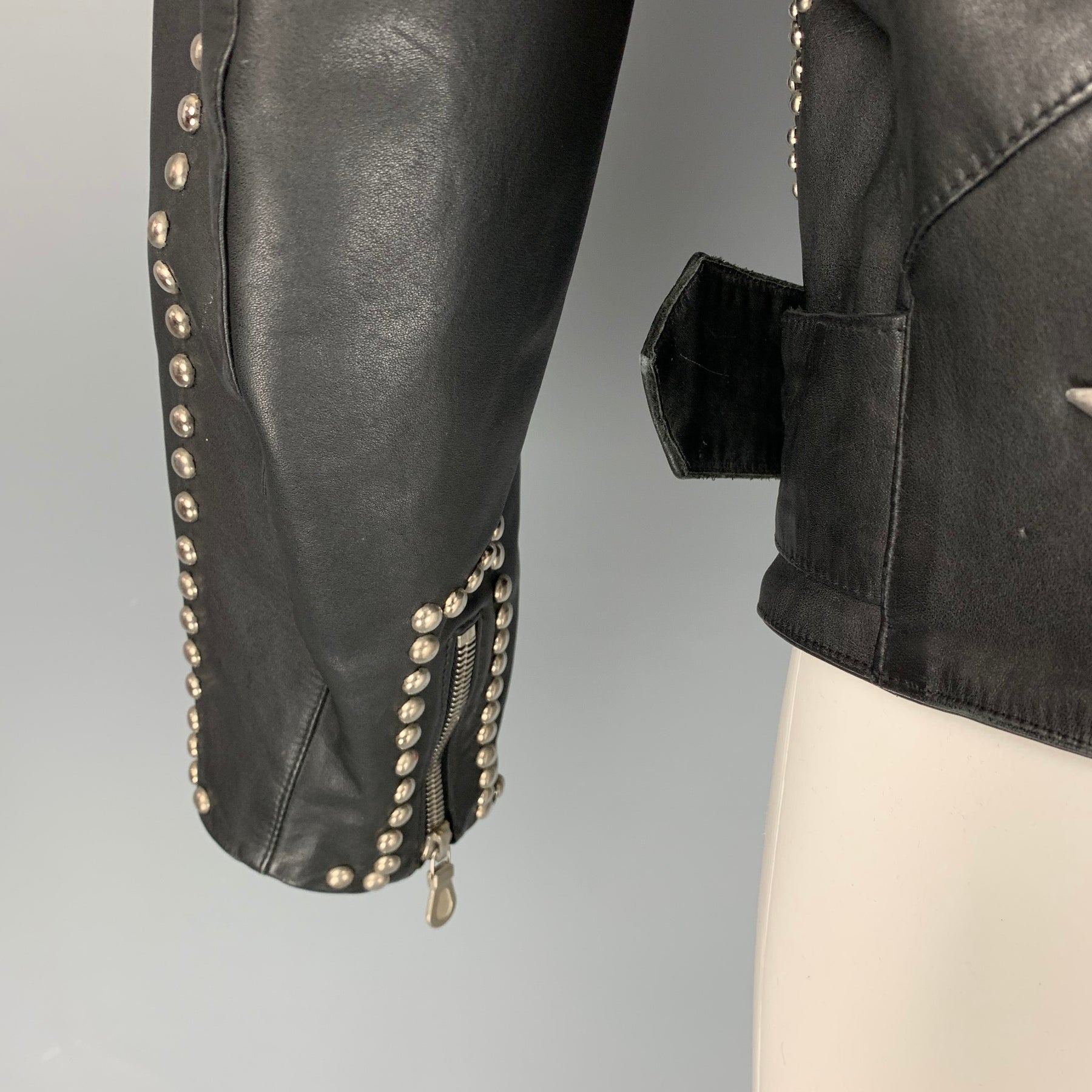 Vintage KATHARINE HAMNETT Winter 1990 Size L Black Studded Leather ...