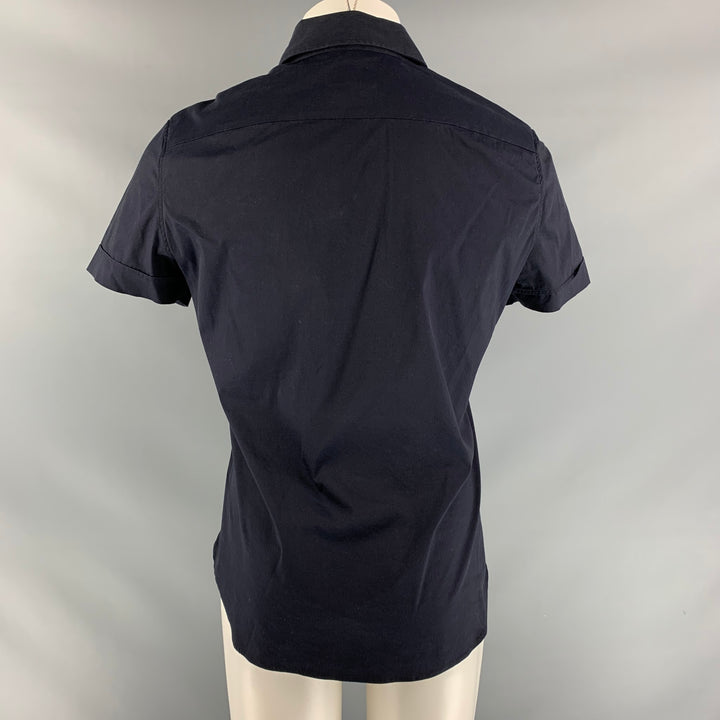 PRADA Size M Navy Listed Short Sleeve Shirt