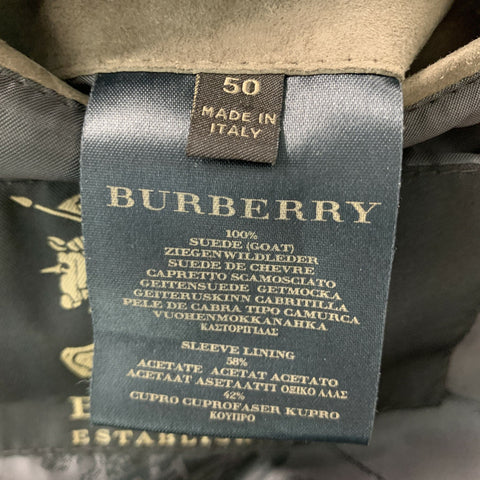 BURBERRY PRORSUM Size 40 Regular Taupe Solid Suede Peak Lapel Sport Coat