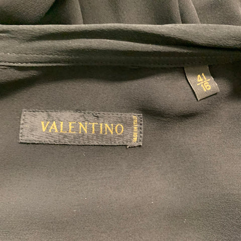 VALENTINO Size M Black Sequined Acrylic Blend Button Up Long Sleeve Shirt