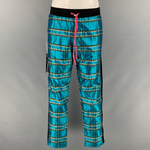 AMIRI Size S Blue Black Plaid Silk Raw edge Casual Pants