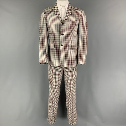 BLACK FLEECE Talla 38 Traje Mezcla Lana A Cuadros Gris Burdeos Crema 31