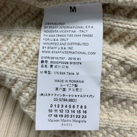 MAISON MARGIELA Size M Cream Textured Cotton Crew-Neck Sweater