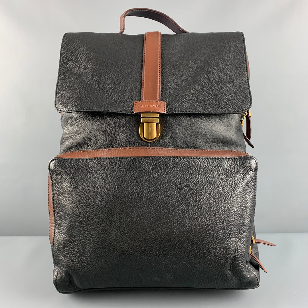 COLE HAAN Black Brown Leather Backpack Bags