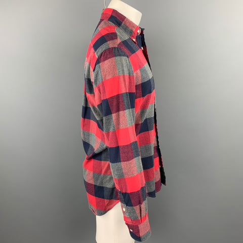 GITMAN VINTAGE Size M Red & Navy Plaid Cotton Button Down Long Sleeve Shirt