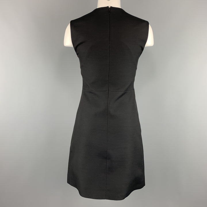 CELINE Size 2 Black Structured Sleeveless A Line Shift Dress