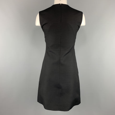 CELINE Size 2 Black Structured Sleeveless A Line Shift Dress
