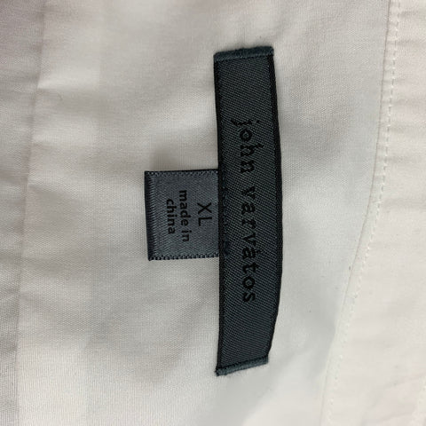 JOHN VARVATOS Size XL White & Black Cotton Tuxedo Long Sleeve Shirt