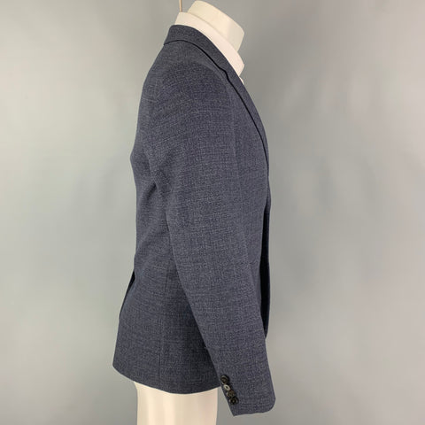 THEORY Size 38 Navy Blue Woven Virgin Wool Single Button Sport Coat