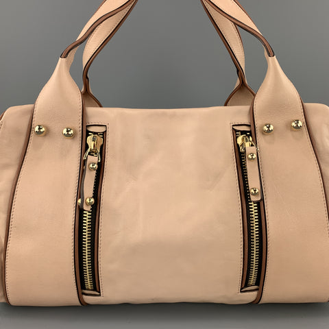 MISSONI Light Pink Leather Double Zip Shoulder Handbag