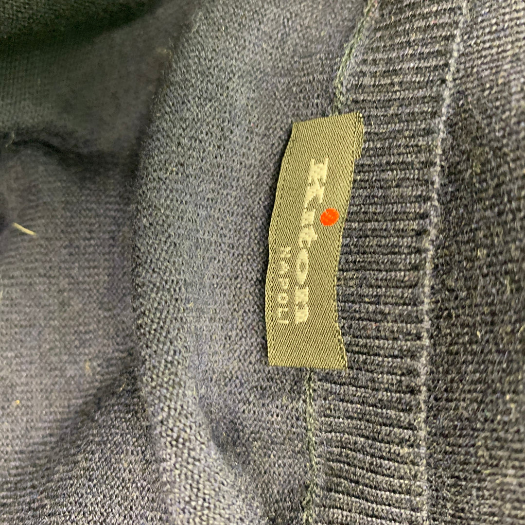 KITON Size L Navy Cashmere Silk V-Neck Pullover
