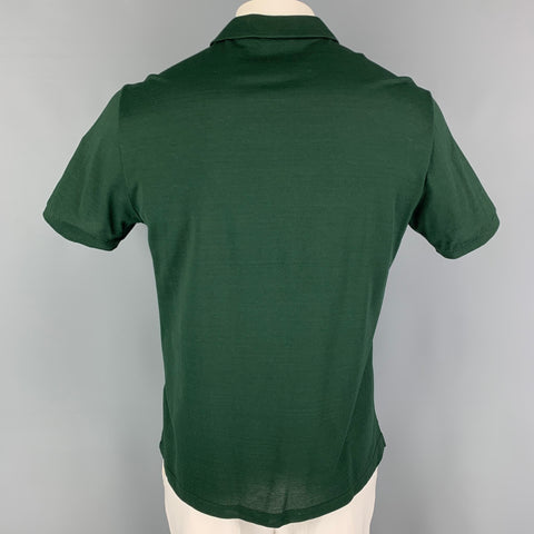 BOTTEGA VENETA Size M Forest Green Cotton Buttoned Polo