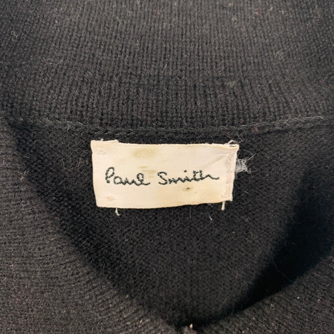 PAUL SMITH Black Merino Wool Angora Collar Sweater
