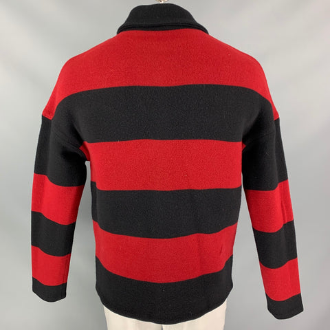 BURBERRY PRORSUM Spring 2014 Size L Red Black Stripe Wool / Cashmere Jacket
