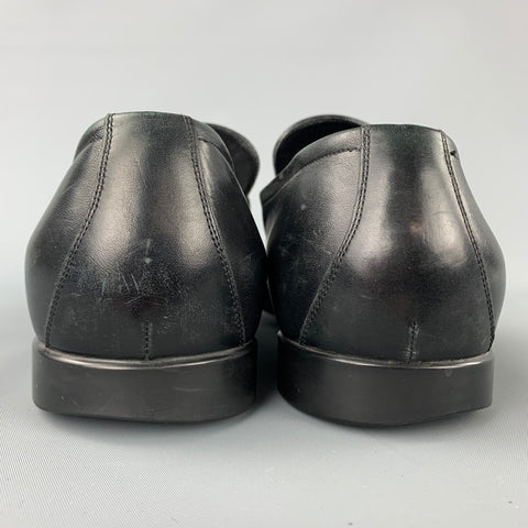 GUCCI Size 11.5 Black Leather Slip On Loafers