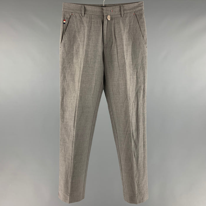 MONCLER Size 30 Grey Cotton Blend Straight Dress Pants