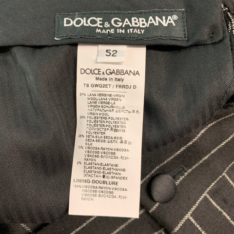 DOLCE & GABBANA Size 36 Black White Stripe Wool Blend Tuxedo Dress Pants