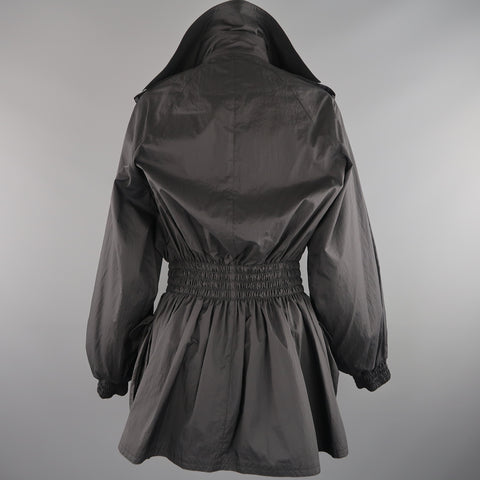 CHANEL Size 6 Black Double Breasted Balloon Sleeve Windbreaker Jacket