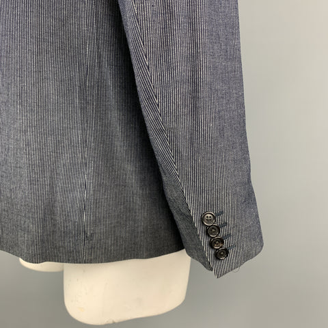 RRL by RALPH LAUREN Size 44 Indigo Pinstripe Cotton Peak Lapel Sport Coat