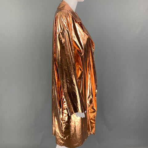 HARRIS WHARF LONDON Size 6 Copper Viscose Blend Metallic Open Front Coat