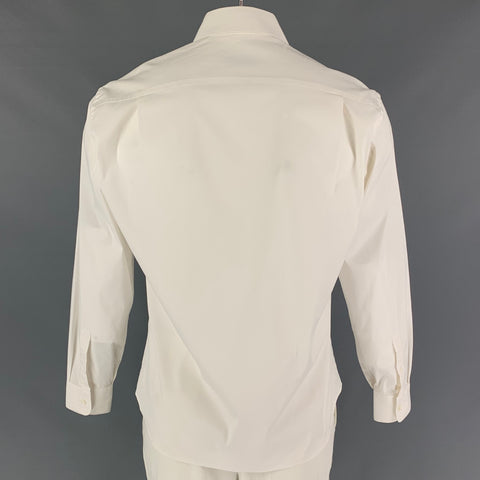 PRADA Size M White Cotton Pointed Collar Long Sleeve Shirt