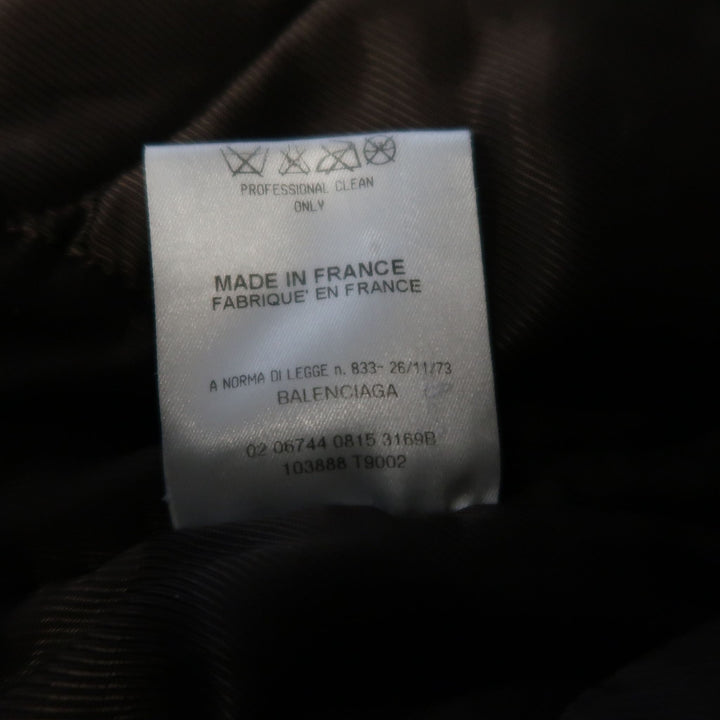 BALENCIAGA Size S Brown Leather Collared Cropped Bomber Jacket