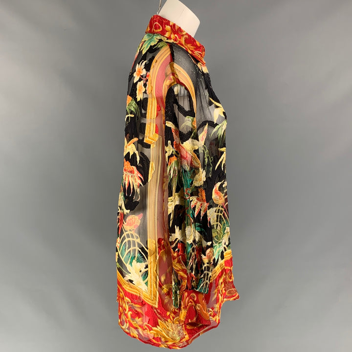 Vintage GIANFRANCO FERRE Size 2 Multi-Color Floral Silk Oversized Blouse