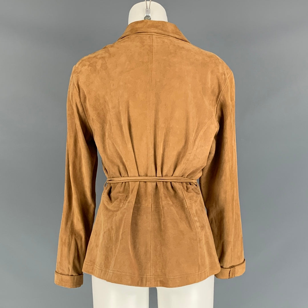 VAKKO Talla L Top informal cruzado liso de ante color canela