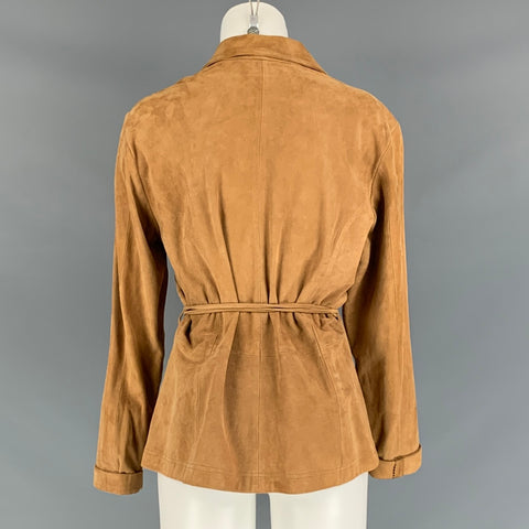 VAKKO Talla L Top informal cruzado liso de ante color canela