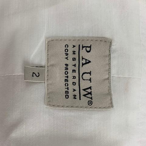 PAUW Size 2 White Cotton Linen Short Sleeve Jacket