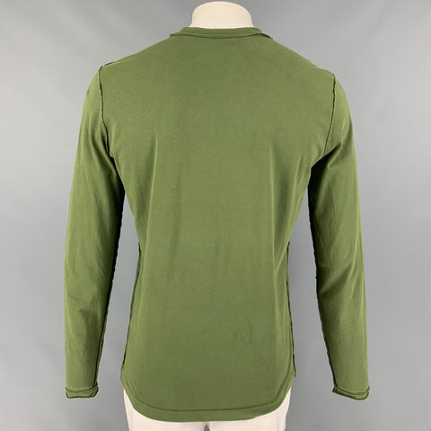 BOTTEGA VENETA Size L Olive Cotton Long Sleeve T-shirt