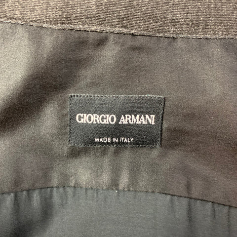 GIORGIO ARMANI Size S Black & Charcoal Silk / Cotton Long Sleeve Shirt