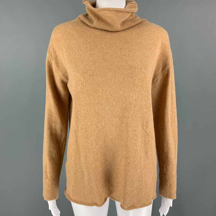 PIAZZA SEMPIONE Size L Camel Knitted Mock Neck Sweater